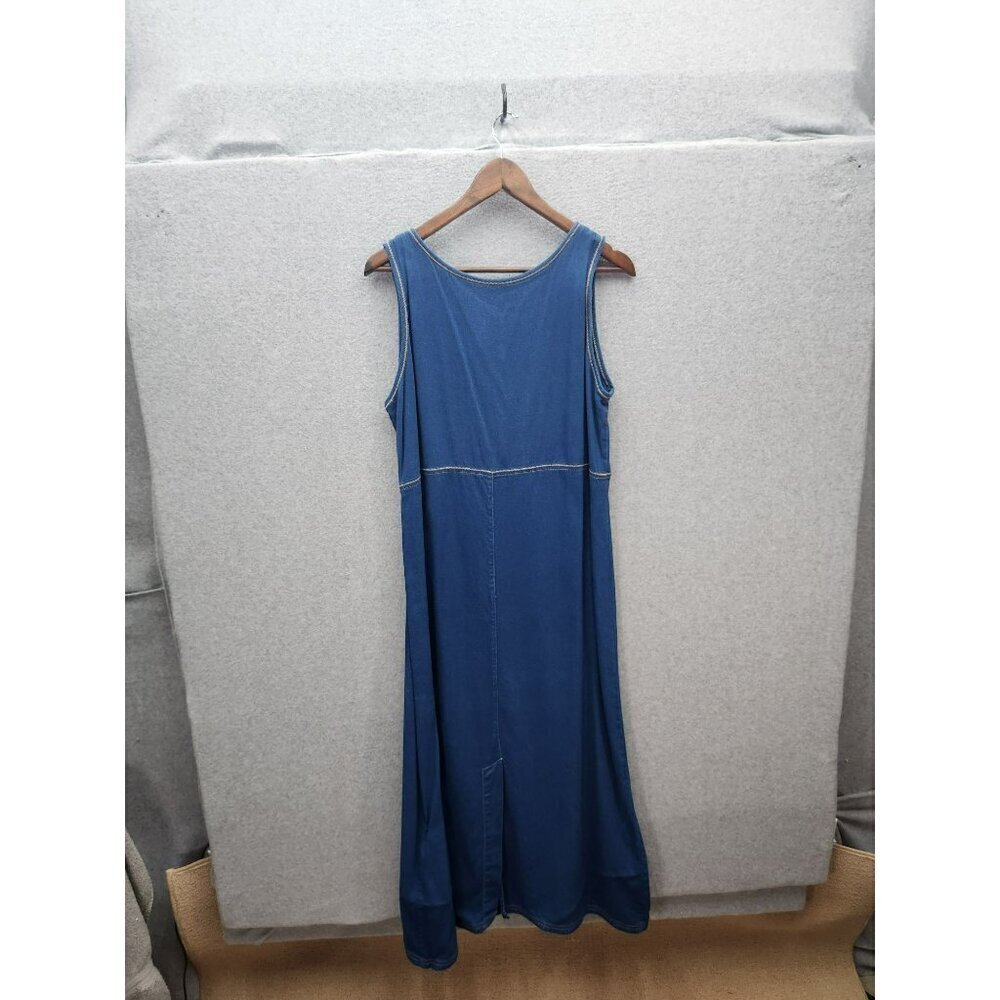 Koret City Blues Womens Embroidered Denim Dress M Sleeveless Button Front - Picture 5 of 5